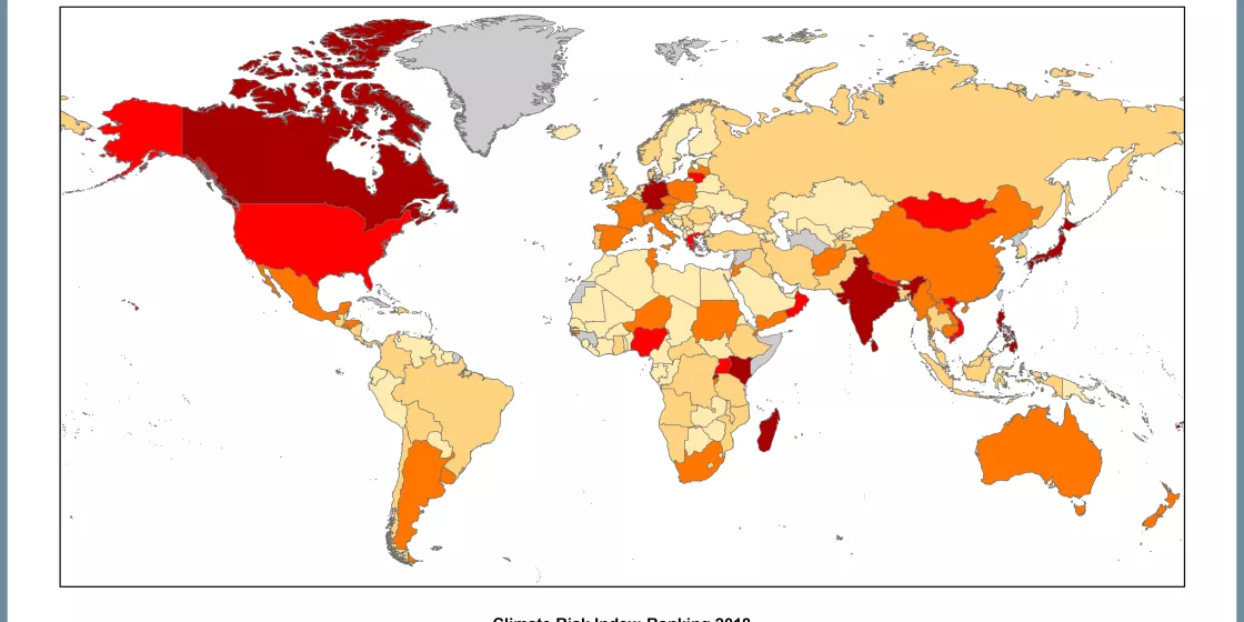 Climate Risk Index 2020, world map ranking 2018