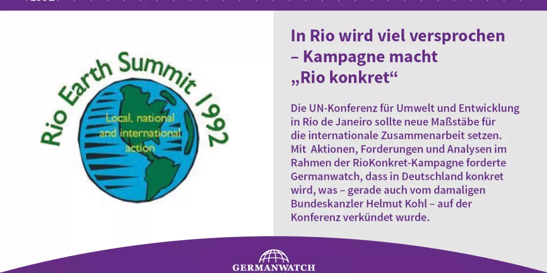 1992 - In Rio wird viel versprochen – Kampagne macht „Rio konkret“