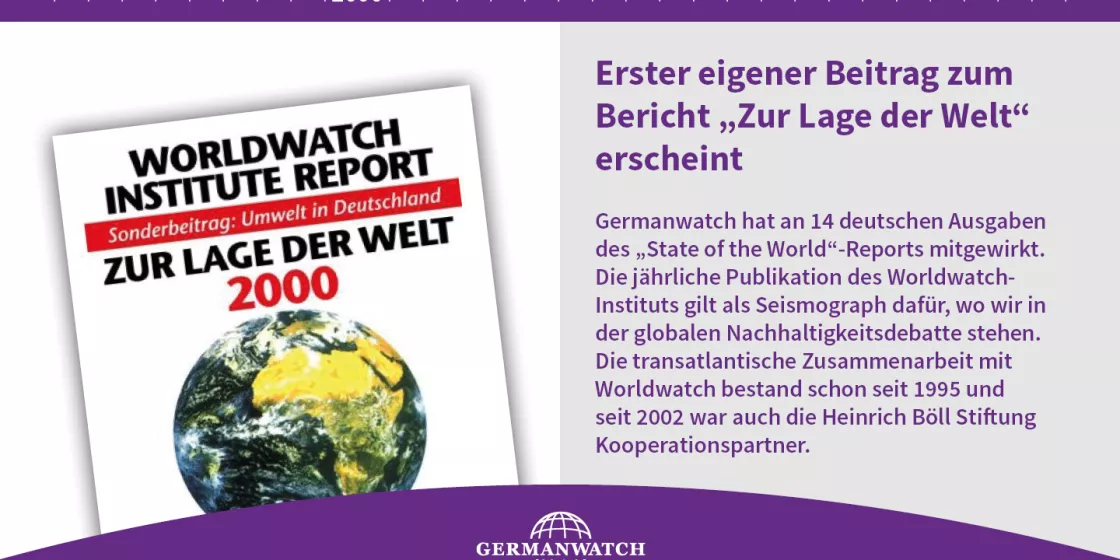 1999 - Erster eigener Beitrag zum Bericht „Zur Lage der Welt“ erscheint