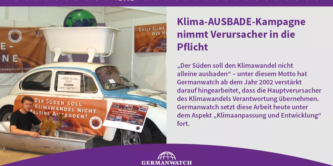 2002 - Klima-AUSBADE-Kampagne nimmt Verursacher in die Pflicht