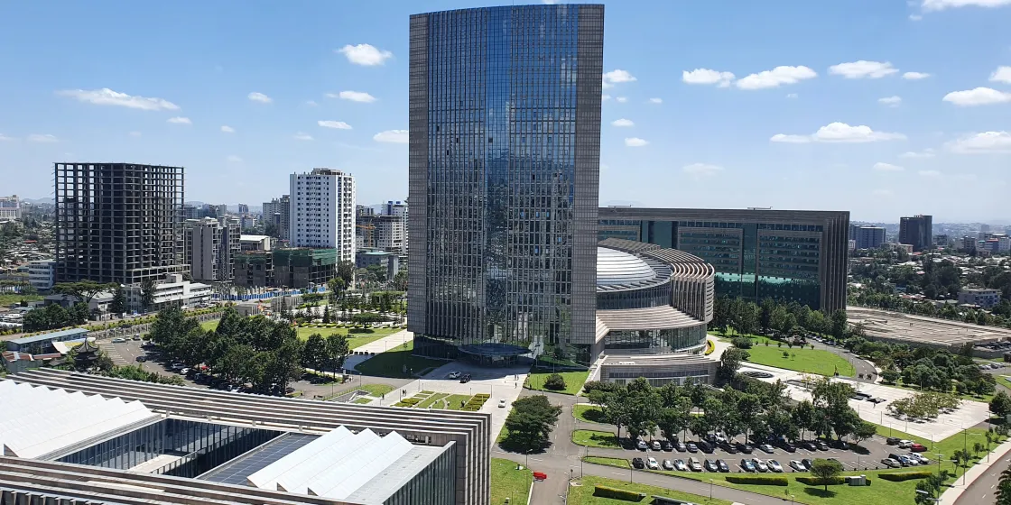 Blick auf den Hauptsitz der Afrikanischen Union in Addis Abeba