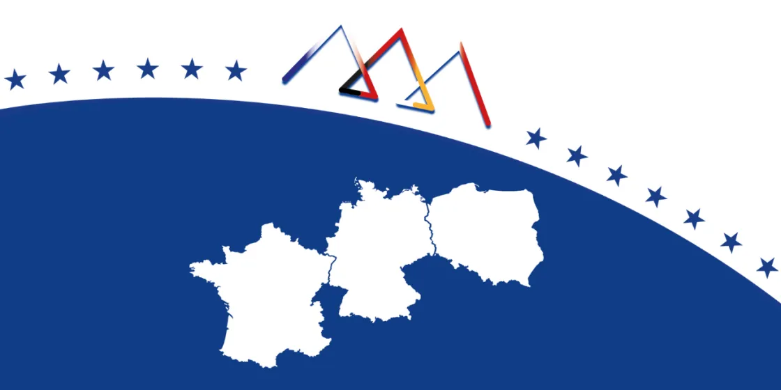 titelgraphik des weimarer dreieck: das symbol und die Silhouette der 3 Länder