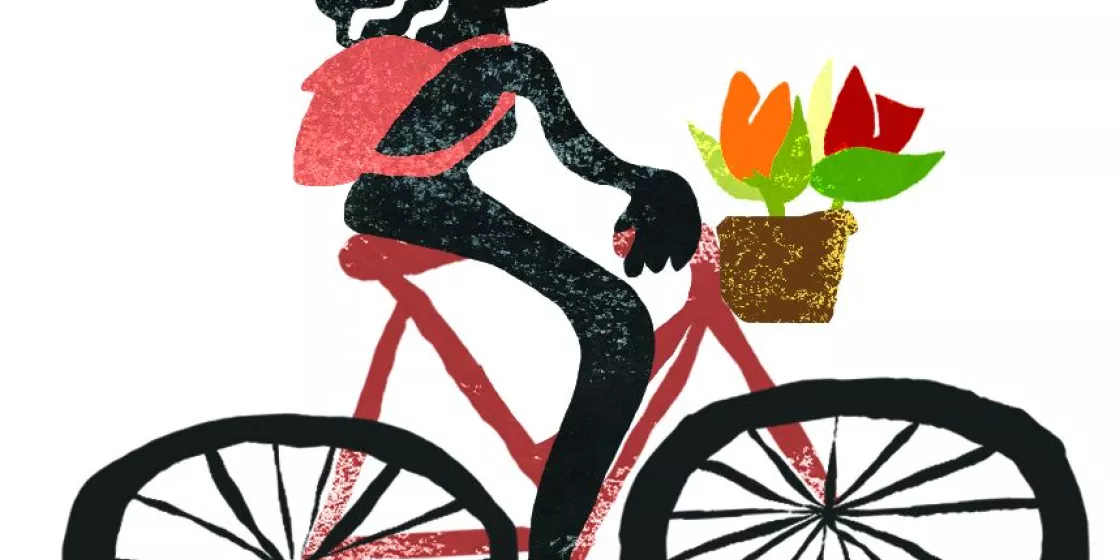Illustration: Fahrrad mit Blumen