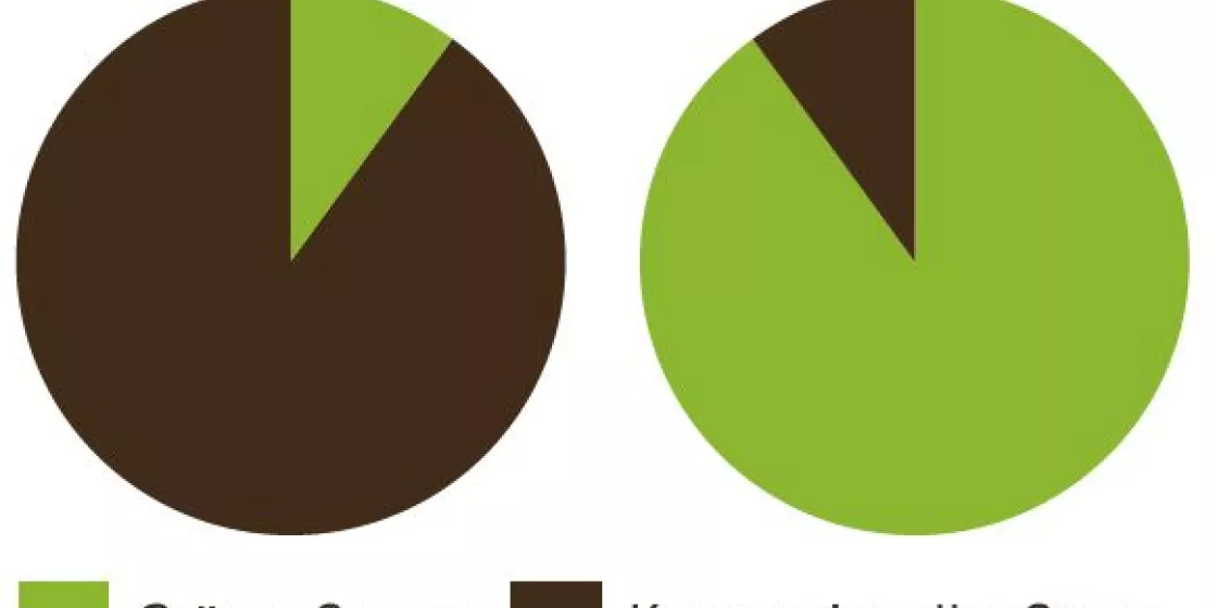 Grafik: Bezieher von grünem und konventionellem Strom in St. Gallen