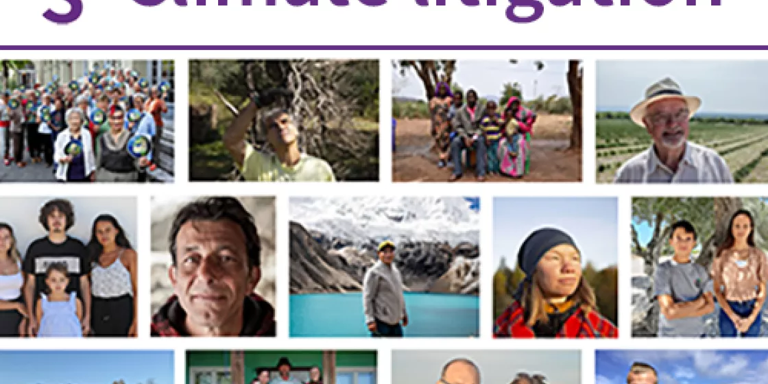 Climate Litigation: Collage with plaintiffs. Click on  the picture to get to our topic page.