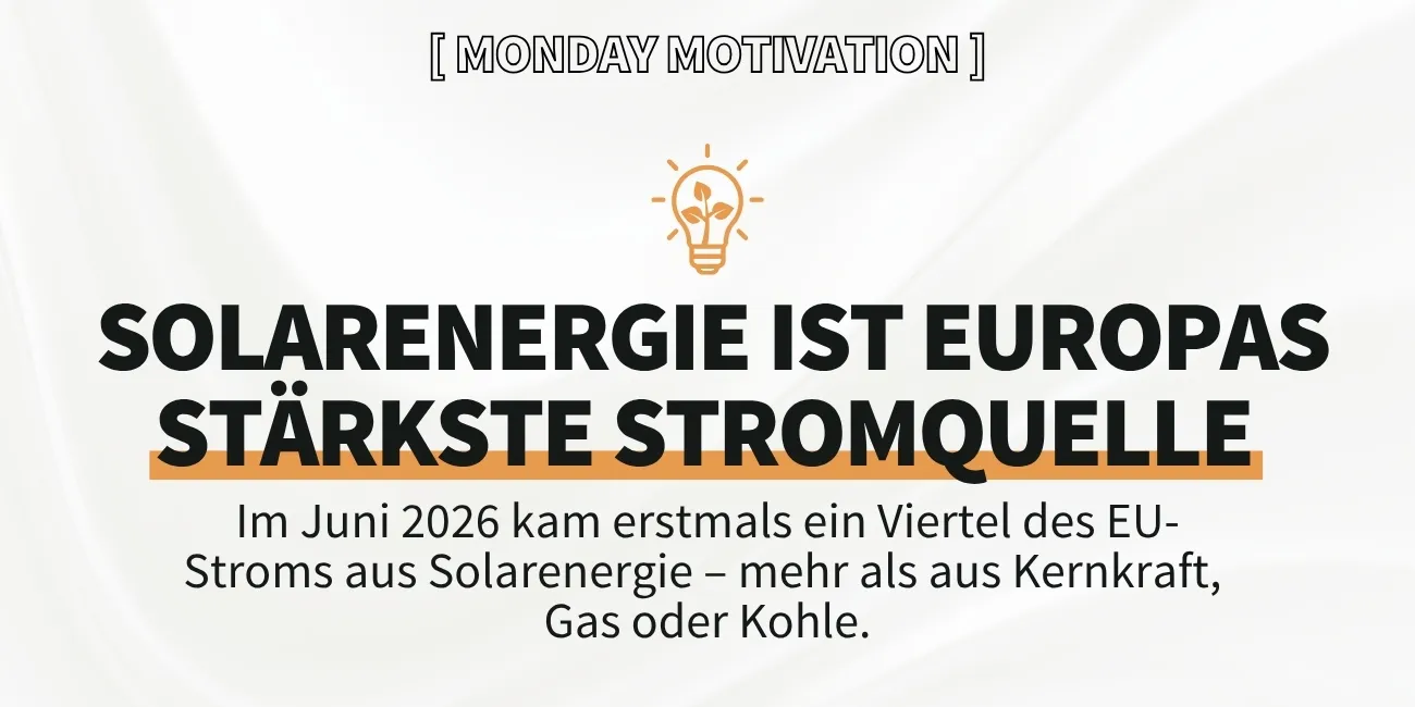 Solarenergie ist Europas stärkste Stromquelle.