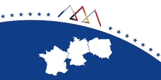 titelgraphik des weimarer dreieck: das symbol und die Silhouette der 3 Länder
