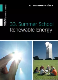 Summer School Renewable Energy