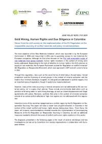 Gold Mining, Human Rights and Due Diligence in Colombia