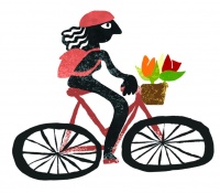 Illustration: Fahrrad mit Blumen