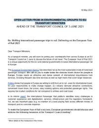 Cover: Open letter to EU transport ministers before Council June 2021