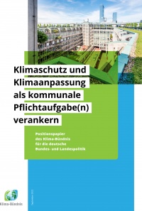Deckblatt des Positionspapiers: Klimaschutz und Klimaanpassung als kommunale Pflichtaufgabe(n) verankern