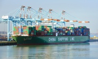 Ship at a port: China shipping line