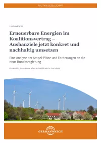 Titelseite der Publikation Erneuerbare Energien im Koalitionsvertrag