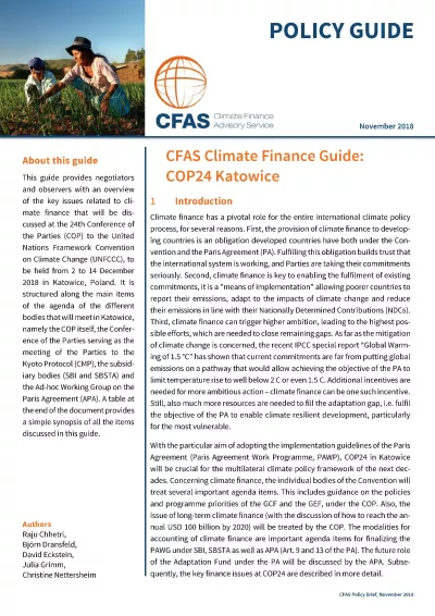 CFAS COP24 Climate Finance Guide