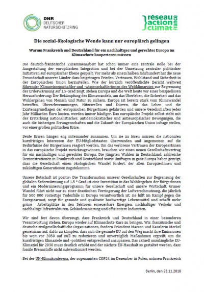 Cover Dt-Franz Erklärung zur Klimapolitik