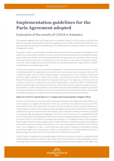Implementation guidelines for the Paris Agreement adopted