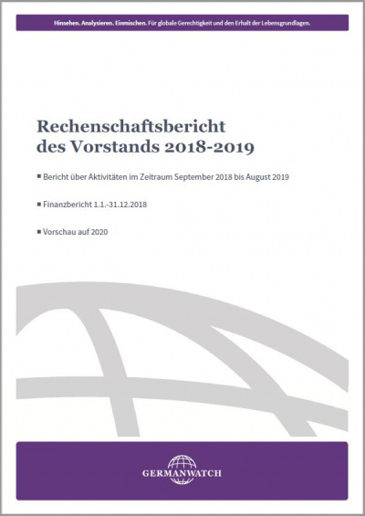 Cover Germanwatch Rechenschaftsbericht 2018-2019