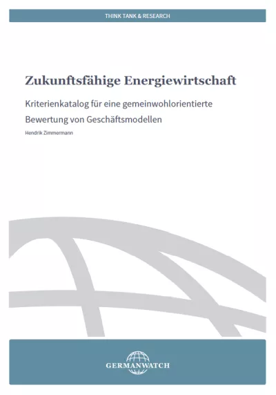 Cover Kriterienkatalog Zukunftsfähige Energiewirtschaft