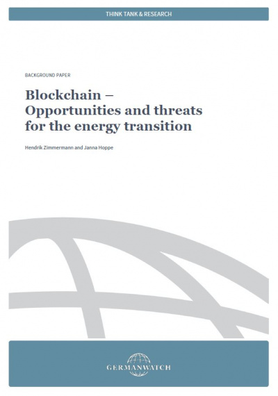 Cover Blockchain. Opportunities and threats for the energy transition
