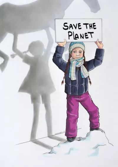 Karikatur Greta Thunberg 