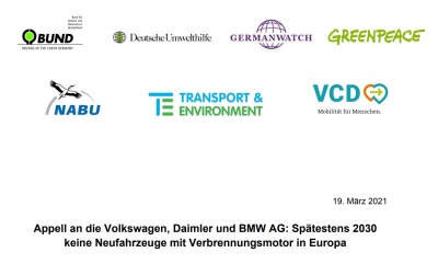 Logoteppich Appell an VW, BMW, Daimler