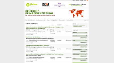 Screenshot Datenbank Deutsche Klimafinanzierung