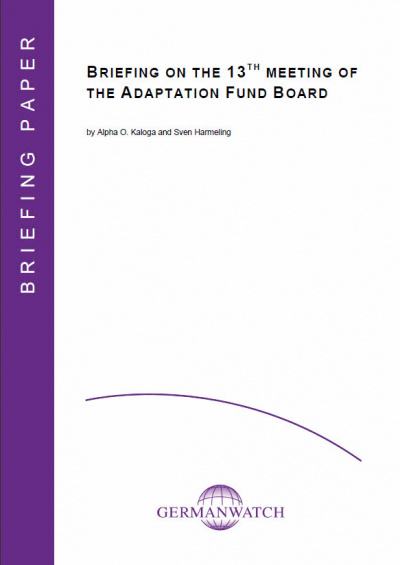Deckblatt: Briefing on the 13th Meeting of the Adaptation Fund Board