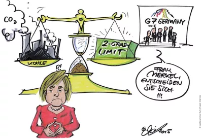 Karikatur: Frau Merkel und der G7-Gipfel