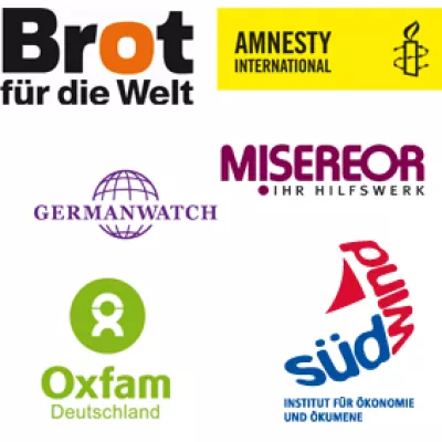 Logos Amnesty International, Brot für die Welt, Germanwatch, Misereor, Oxfam, Südwind