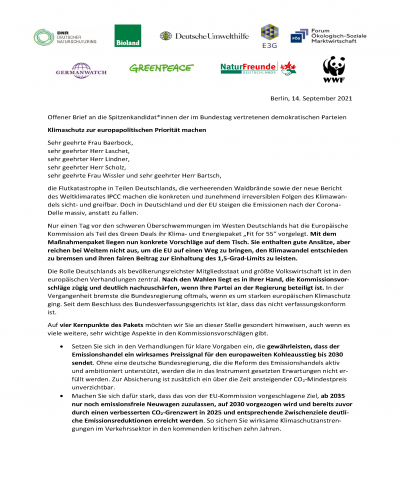 Titelbild Offener Verbändebrief EU Klima OEA
