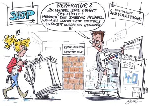 Karrikatur Recht auf Reparatur