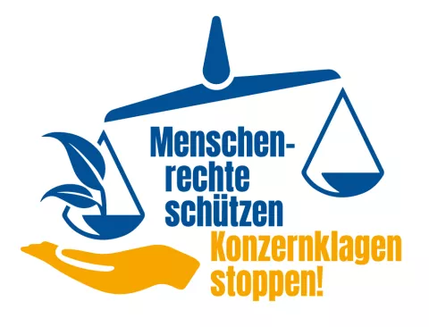 Logo: Petition 'Menschenrechte schützen - Konzernklagen stoppen'