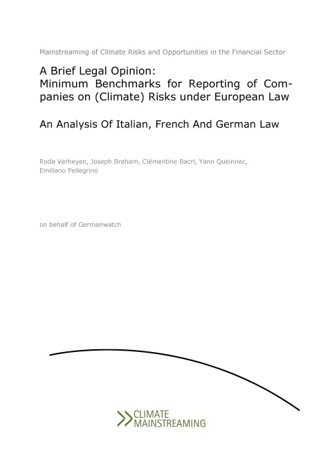 A Brief Legal Opinion: Minimum Benchmarks for Reporting of Companies on (Climate) Risks under European Law