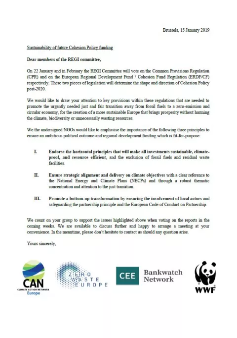 Screenshot Open Letter REGI Committee