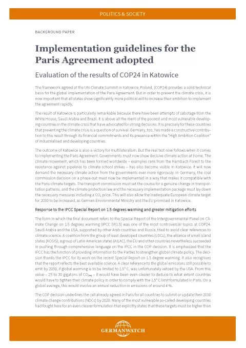 Implementation guidelines for the Paris Agreement adopted