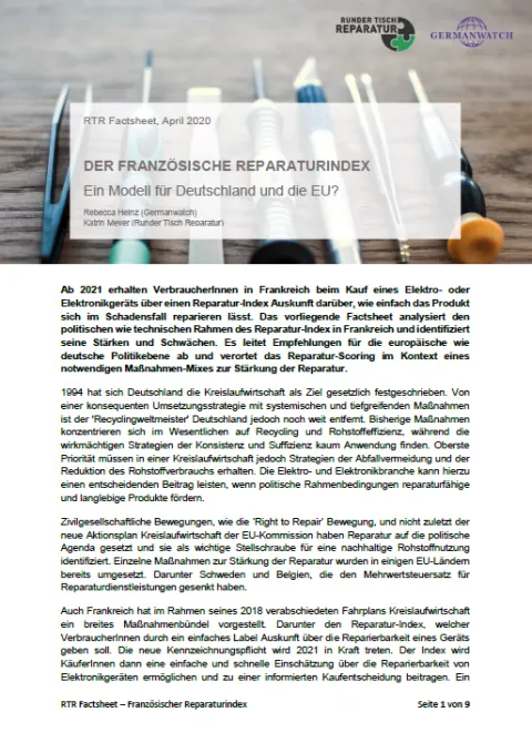 Erste seite des Factsheets