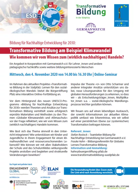 Transformative Bildung am Beispiel Klimawandel, Flyer