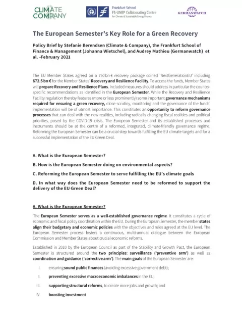 Policy Brief: Welche Rolle spielt das Europäische Semester für den Wiederaufbau der europäischen Wirtschaft?