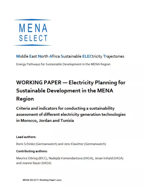 Publikation-Cover Publication: Electricity Planning for Sustainable Development in the MENA Region