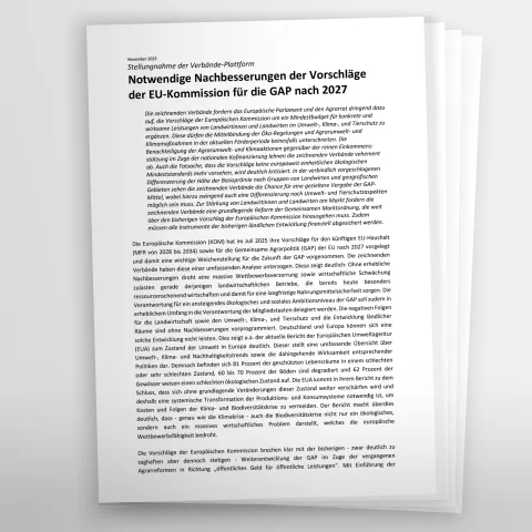 Titelbild GAP Nachbesserungen Stellungnahme