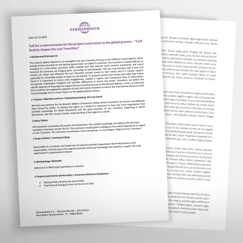 Titelbild einer Ausschreibung zum Thema Just Transition