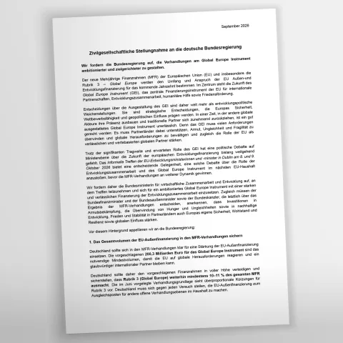 Vorschaubild auf erste Seite der Stellungnahme an die deutsche Bundesregierung