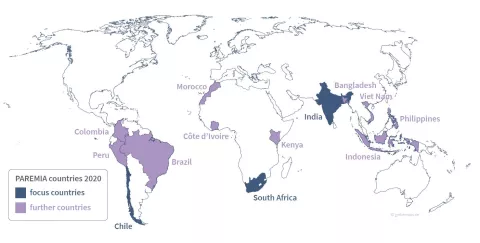 World map PAREMIA countries