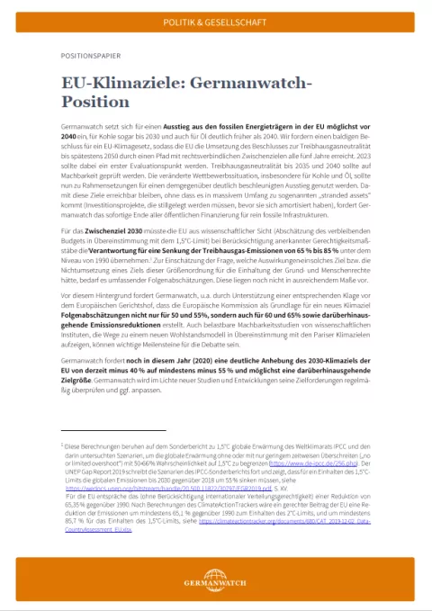 EU-Klimaziele: Germanwatch-Position
