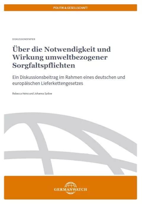 Cover: Diskussionspapier umweltbezogene Sorgfaltspflilchten