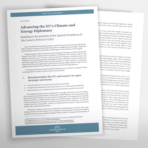First page of the policy brief