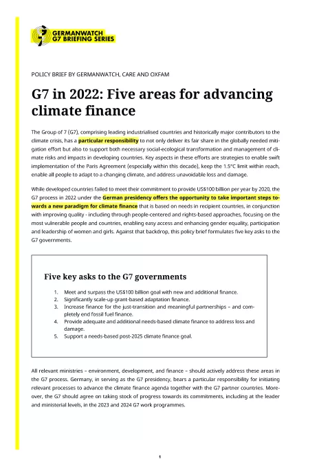 Titelbild Advancing Climate Finance