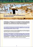 Cover Forderungspapier "Für eine wirksame EU-Gesetzgebung zu Konfliktrohstoffen" Cover Forderungspapier "Für eine wirksame EU-Gesetzgebung zu Konfliktrohstoffen"
