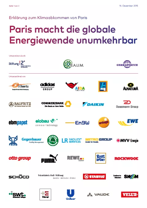 Unternehmenserklärung, B.A.U.M. Germanwatch Stiftung 2°